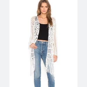 Show me your Mumu Nomad Crochet Fringe Kimono in Blonde size xs